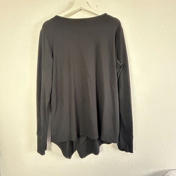 Betabrand Womens Black Asymmetrical Hem Long Sleeve Tunic Top XL Stretch Casual - Picture 2 of 7